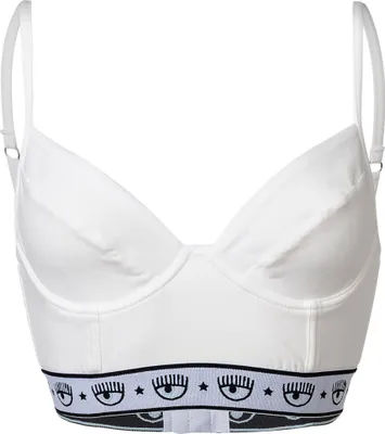 Obrázek produktu pro CHIARA FERRAGNI Dámská podprsenka, bralette - s kosticemi, pásek s logem, bavlněný elastický materiál, bílá XS