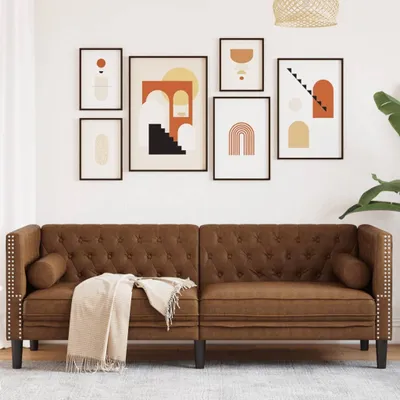 Produktbild von ZMH Chesterfield-Sofa 3-Sitzer Braun Kunstleder in Wildleder-Optik