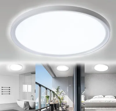 Zdjęcie produktu dla ACXIN lampa sufitowa LED płaska okrągła lampa łazienkowa lampy sufitowe nowoczesna lampa do salonu, łazienki, sypialni, kuchni i przedpokoju, wodoodporna IP44 - 36W, chłodna biel