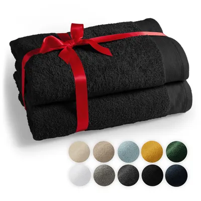 Image de lumtal Premium 2-TLG. Set de draps de sauna 80x200cm - Serviette de sauna e Oeko-TEX, 100% Coton, éponge XXL- Draps de sauna, Extra doux et absorbant, Noir
