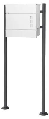 Obrázek produktu pro ECD Germany poštovní schránka s přihrádkou na noviny, 37x36,5x10,5 cm, bílá, včetně stojanu