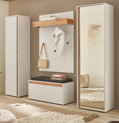 Produktbild von Garderobe Set 5-teilig "Center" in weiß und Wotan Eiche Garderobenkombination