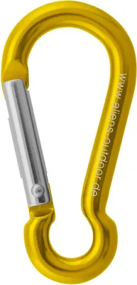 Mini Schnapper 6 cm Materialkarabiner von Aliens; gelb mit silbernem Verschluss.