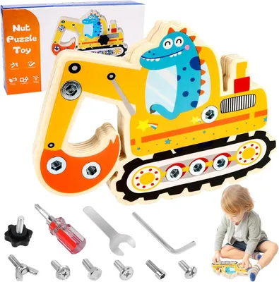 Produktbild von Montessori Schraubendreher Board Set, Montessori Spielzeug für 3 4 5 Jahre alt, Kinder Holz Spielzeug, Holz Schraubbrett, Motorikspielzeug, Geschenk