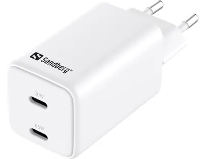 Obrázek produktu pro Sandberg AC Charger Dual USB-C PD65W EU, Vnitřní, AC, 20 V, 3,25 A, Bílá