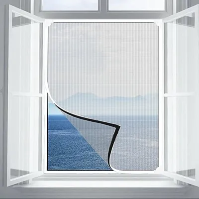 Produktbild von PromoHome® Magnetisches Fliegenfenster – Anpassbares Insektengitter mit selbstklebendem Streifen, 100 x 130 cm, Weiß