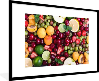 Produktbild von MuchoWow® Gerahmtes Poster Obst - Farben - Sommer 90x60 cm - Poster mit Schwarzem Bilderrahmen Wandposter Rahmen Foto Bilder - Wanddekoration - Fotos