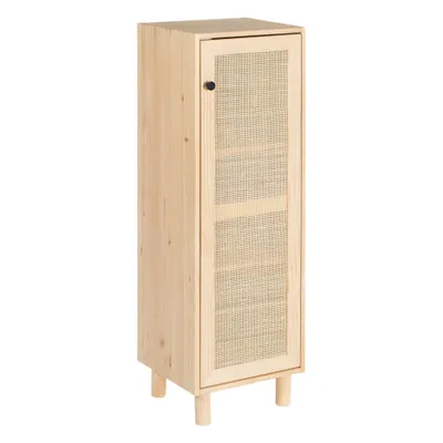 Produktbild von Vollholzregal mit handgefertigtem Rattan "SENSE" Großes Schrankmodul - Schmal