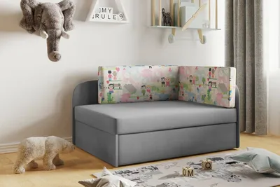 Produktbild von Kaiser Möbel Kaiser Möbel Kinderbett Kindersofa mit schlaffinktion und bettkasten, wachsendes Bett WINNIE Grau-Mine Links