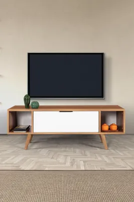 Produktbild von Skye Decor, Hochwertiger TV-Ständer (3-teilig) in Walnuss & Weiß, 100% Melamin