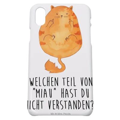 Produktbild von Mr. & Mrs. Panda Iphone 10 Handyhülle Katze Mittelfinger - Weiß - Geschenk, Hülle, Cats, X, Kater, Handy, Katzen, Cover, Cat, Mietze