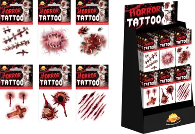 Produktbild von Halloween Horror Tattoo Grusel Wunden Narben Realistisch Kreativ Temporär Körper Kunst, Farbe: Mehrfarbig