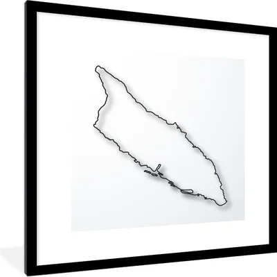 Produktbild von MuchoWow® Gerahmtes Poster Eine Illustration einer Linie in der Form von Aruba 40x40 cm - Poster mit Schwarzem Bilderrahmen Wandposter Rahmen Foto Bilder - Poster - Plakat im Rahmen