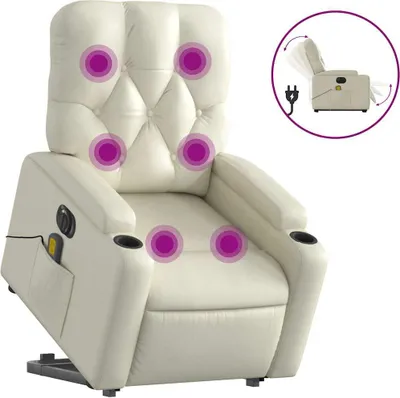 Produktbild von vidaXL Massagesessel mit Aufstehhilfe Elektrisch Creme Kunstleder