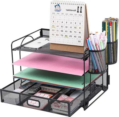 Produktbild von Desktop-Organizer für Dokumente - 4 Schubladen - Schwarz
