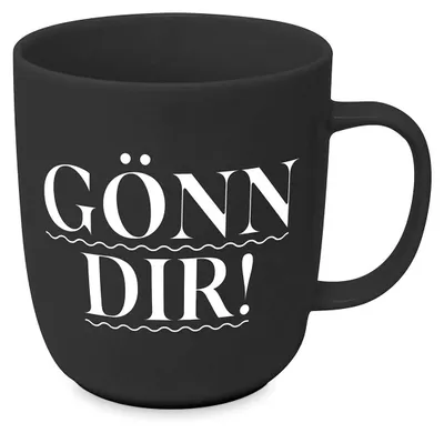 Porzellanbecher mit Spruch, 350 ml, 10,5 cm, spülmaschinenfest