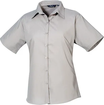 Produktbild von Premier Workwear Damen Popeline Bluse kurzarm PR302 silver 50 (4XL/22)