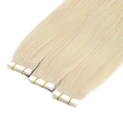 Produktbild von hair2heart Premium Tape Extensions Echthaar glatt - 10 Tapes 2.5g 40cm 10/1 hell-lichtblond asch