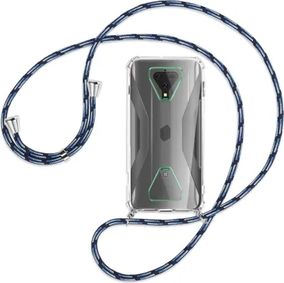 Produktbild von Handykette Backcover-Schutzhülle mit Band (Metall silberfarben) für Xiaomi Black Shark 3 - Blautöne