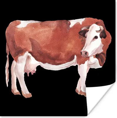 Produktbild von MuchoWow® Poster Kuh - Braun - Weiß 50x50 cm - Wohnzimmerdekoration