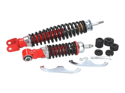 Produktbild von Fahrwerkskit / Stoßdämpfer Satz Carbone Sport rot / schwarz für Vespa PK 50 bis 1989
