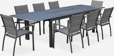 sweeek - Ausziehbarer Tisch - Philadelphie 200/300 cm, 8 Sitze - Anthrazit
