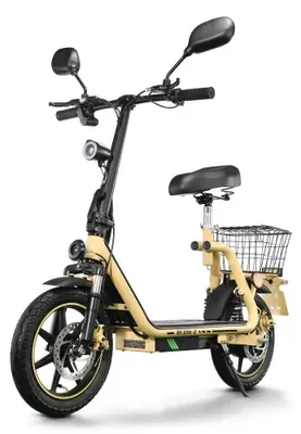 Produktbild von M5 Elite-E Elektro Scooter für Erwachsene - 500W Motor - 48V 13Ah Akku - 36 cm Reifen - Reichweite bis 30 km - abnehmbarer Sitz - beige-gelb