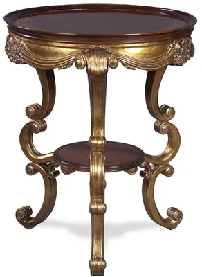 Produktbild von Casa Padrino Luxus Barock Beistelltisch Dunkelbraun / Gold Ø 58 x H. 70 cm - Runder Mahagoni Tisch im Barockstil - Barock Wohnzimmer Möbel