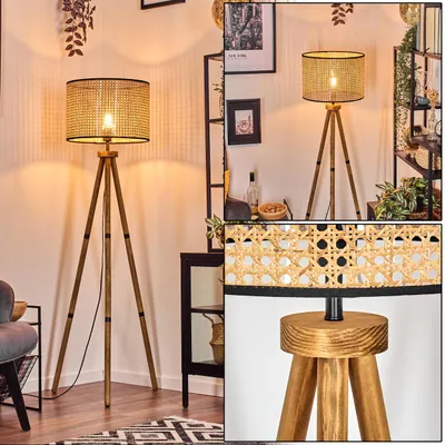 Produktbild von Casalina Stehlampe aus Holz/Rattan/Wiener Geflecht in Naturfarben/Schwarz