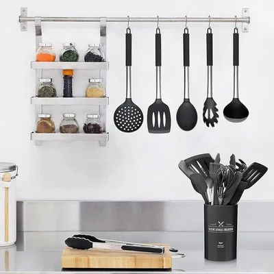 Immagine prodotto di Set di utensili da cucina in silicone Famanu, 15 pezzi - Set di accessori per la cucina