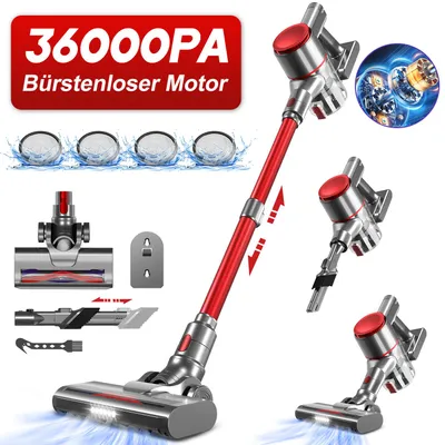 Produktbild von Portreen Akku Staubsauger, 500W/36000Pa Staubsauger kabellos mit HEPAx4,50 Min, kabelloser Staubsauger,Anti-Tangle-Staubsauger