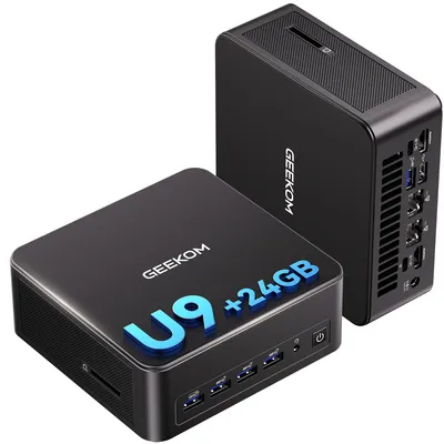 Produktbild von GEEKOM AI Mini PC IT13 Max, Intel Core Ultra 9 185H, 24GB LPDDR5 & 500GB SSD, Intel Arc Grafik, Dual 2,5G LAN, 2× USB4, Wi-Fi 7, 8K, für KI-Workflows