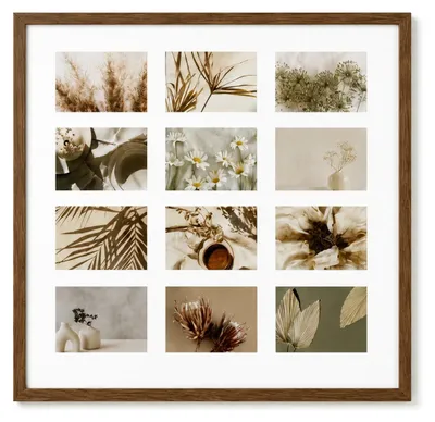 Produktbild von Collagen - Fotorahmen mit Passepartout - fur 12 Fotos - Holz - braun - 54 x 59 cm - Wechselrahmen
