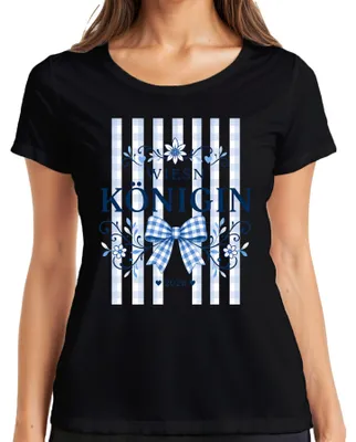 Productafbeelding van Wiesn Königin 2026, , Beierse traditionele kleding, dames, lederen broek, geruit dames T-shirt, zwart, maat S