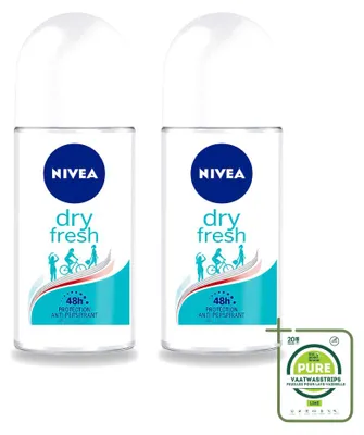 Image de 2 déodorants roll-on Nivea Dry Fresh - 50 ml - Lot de 2