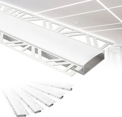 Produktbild von HEXIM LED Trockenbauprofil Alu Unterputzprofil LED Profil (10 Meter / 5 Profile) inkl. Abdeckung opal Trockenbauleiste Einbauprofil Schiene Decke Wand (ALED-4, Leuchtbreite 40mm)
