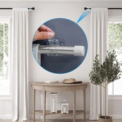 Image de 8 supports autocollants transparents pour tringles à rideaux