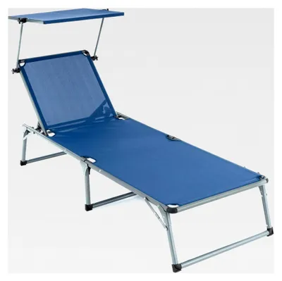 Produktbild von Sonnenliege XXL mit Sonnendach 192x66x31 cm Aluminium Campingliege klappbar (blau)