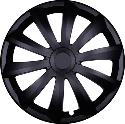 4x PREMIUM DESIGN Radkappen Radzierblenden Set "Gral" 14 ZOLL in Schwarz 4 Stück – Produktansicht