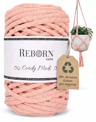 Imagen del producto de Hilo de macramé Cordy Midi, 4 mm, 250 g, cordón de algodón, suave y resistente al desgarro, color 146 (rosa flamenco)