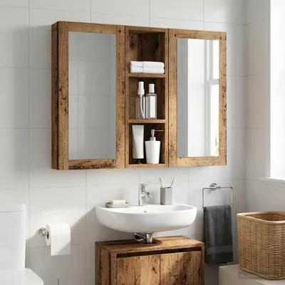 Produktbild von Möbel Badezimmer-Wandschrank Altholz 20 x 10 x 60,5 cm Holzwerkstoff - Badspiegel &4241