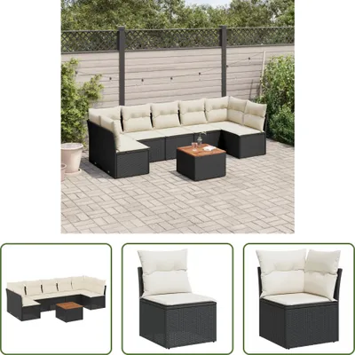 Produktbild von The Living Store 8-tlg. Garten-Sofagarnitur mit Kissen Schwarz Poly Rattan