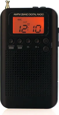 Zdjęcie produktu dla HRD-104 Przenośne radio AM/FM stereo w etui, radio z 2-pasmowym cyfrowym tunerem, miniaturowy odbiornik, radio outdoorowe z linką do słuchawek, wyświetlacz LCD 1,3 cala