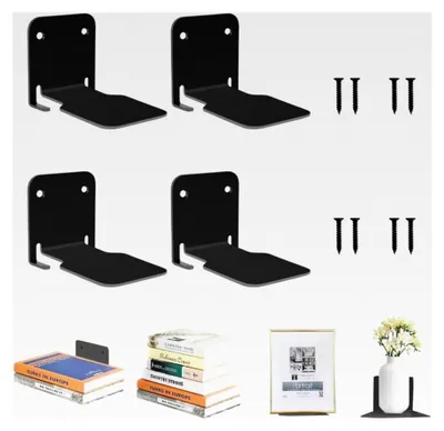 Produktbild von Unsichtbares Bücherregal, 4er-Set Schwebendes Bücherregal, Robustes Wandregal aus Eisen zur Wandmontage für Büro, Schlaf- und Wohnzimmer