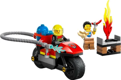 Produktbild von LEGO City Feuerwehrmotorrad, Feuerwehr-Spielzeug für Kinder ab 4 Jahren mit Motorrad und 2 Minifiguren inkl. Feuerwehrmann, fantasievolles Spielerlebnis, Geschenk für Jungen und Mädchen 60410