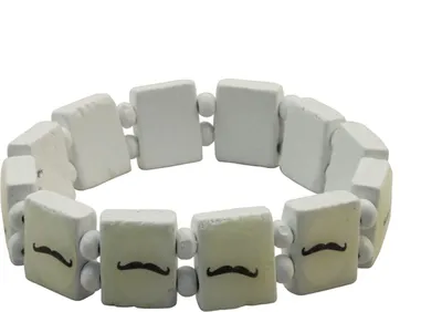 Produktbild von Holzarmband - Moustache - weiß