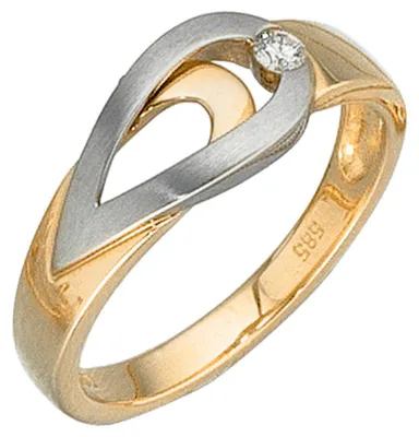 Produktbild von Damenring Ring mit Diamant 585 Gold Gelbgold Weißgold Fingerschmuck Goldring Innenumfang 60mm Ø19.1mm