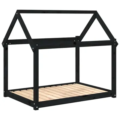 Produktbild von vidaXL Hundebett Schwarz 111x80x100 cm Massivholz Kiefer