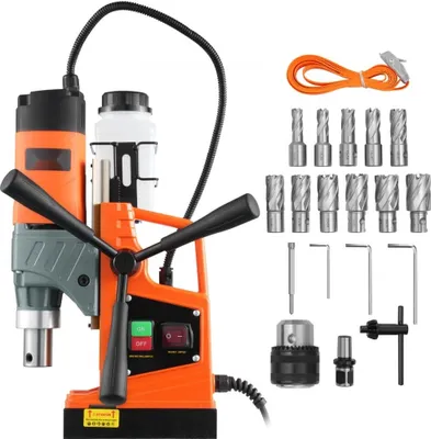 Produktbild von Professionelle Kernbohrmaschine - Magnetbohrmaschine mit 12500 N Magnetkraft, 850 U/min, 1450 W - Magnetbohrer 40 mm Max. Bohrdurchmesser - Magnetkernbohrsystem für Schiffsbau, Brückenbau, etc. - Orange