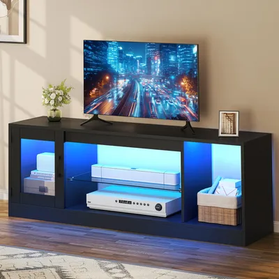 Produktbild von YITAHOME TV-Schrank Fernsehtisch mit 22 Modi RGB-LED, für Fernseher bis 65 Zoll, 148x32x51 cm, Schwarz